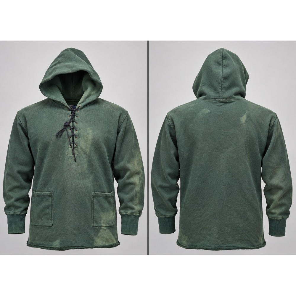 Vintage Polo Ralph Lauren Hoodie Mens XL Green Washed Laced Up Fleece Pullover